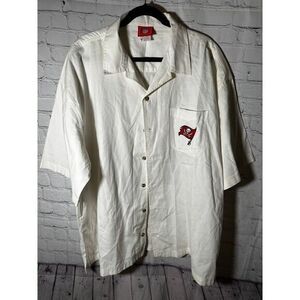 NFL BRAND VINTAGE BUCCANEERS PANEL BACK SHORT SLEEVE BUTTON‎ FRONT SHIRT 2XL EUC